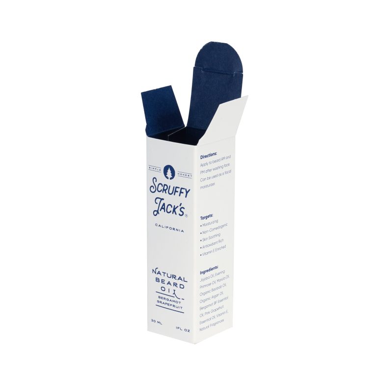 custom manufactured chipboard folding carton with the top open